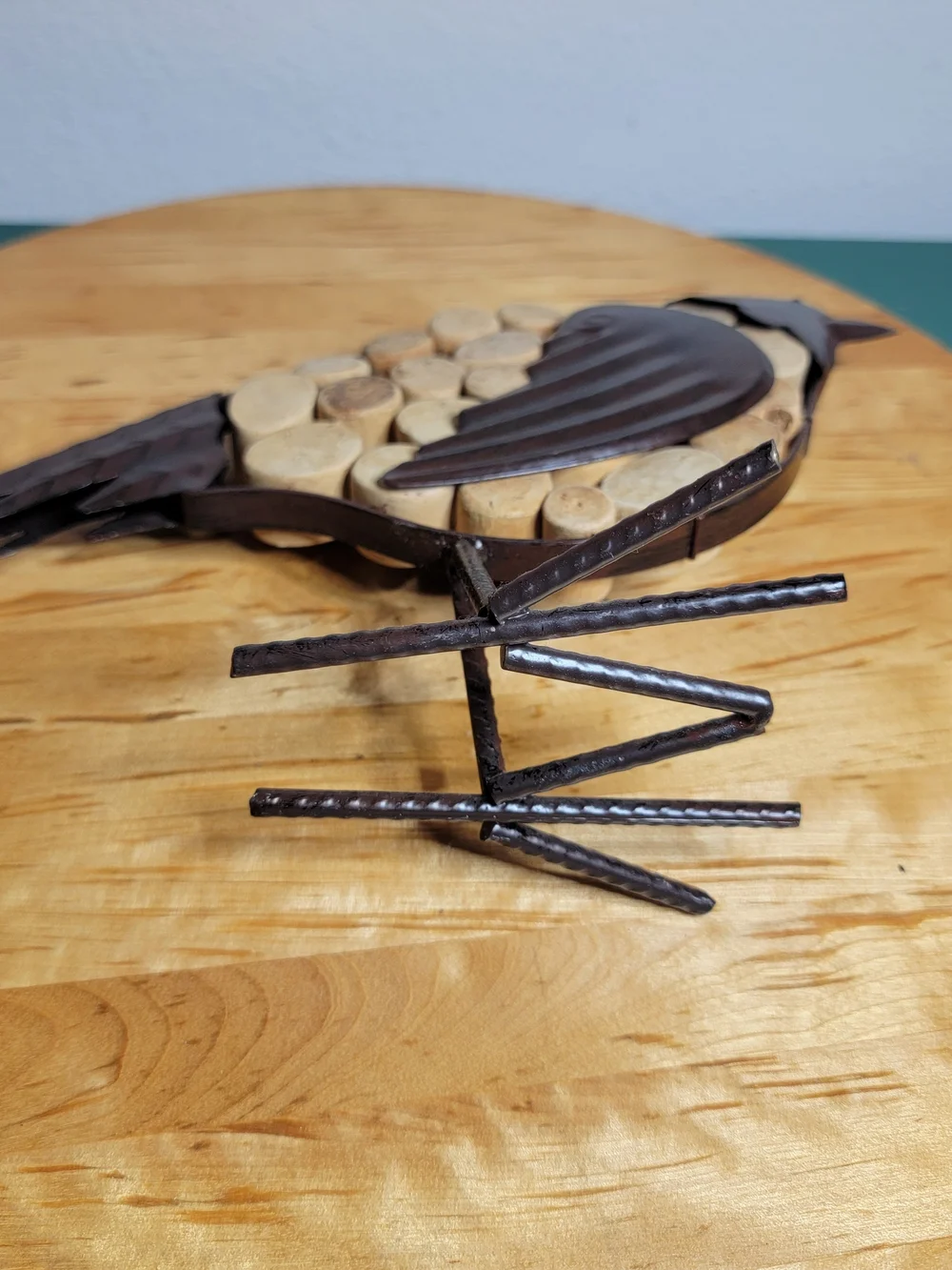 Source Unknown Brown and Natural Wood Bird Ornament